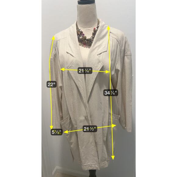 NATURELLE George Georgiou Raw Silk Oversized Unlined Cream Jacket Blazer Sz S - Picture 8 of 8